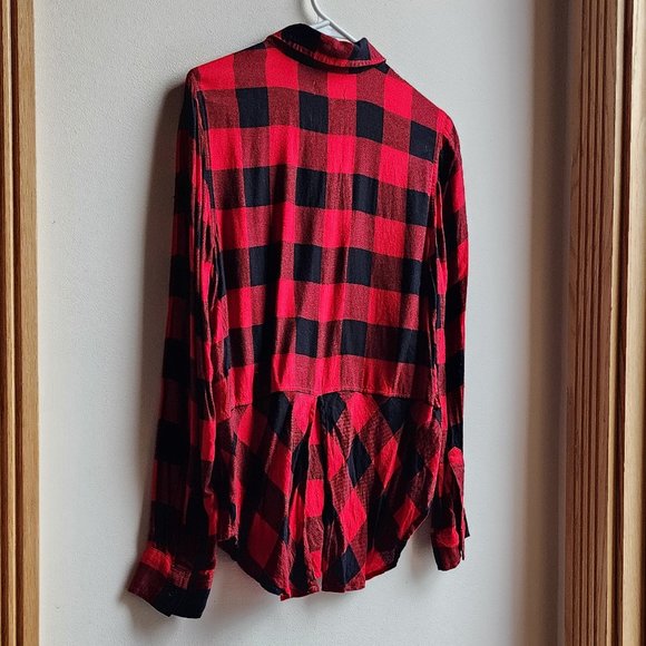 Lucky Brand Red/Black Plaid Brushed Flannel Button Down Shirt Size Small - Picture 13 of 16